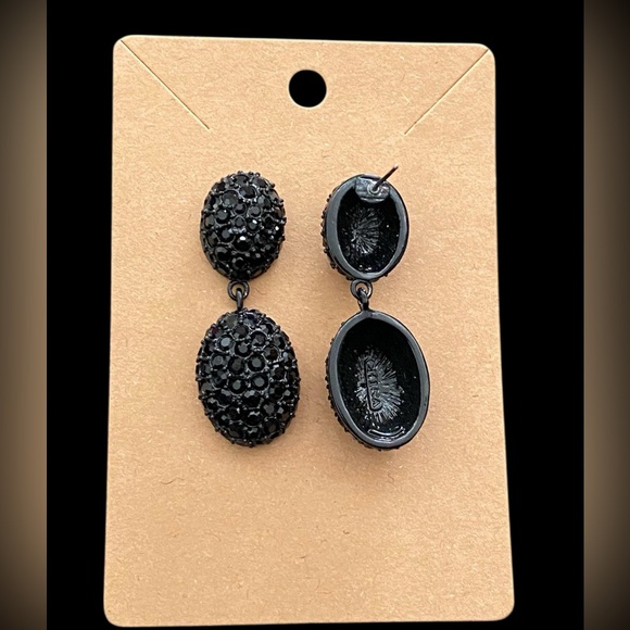 Kenneth Jay Lane(KJL) black pave crystal drop earrings - Picture 3 of 5
